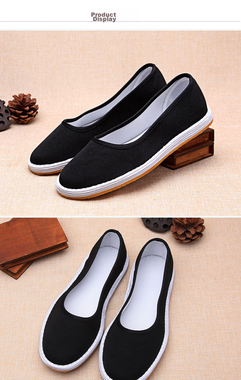BUS HEYUAN Traditional Women's Hanfu with Breathable Buckle, Old Beijing Cloth Shoes, 91Y-1022A, Black Slip-On, Size 36 12