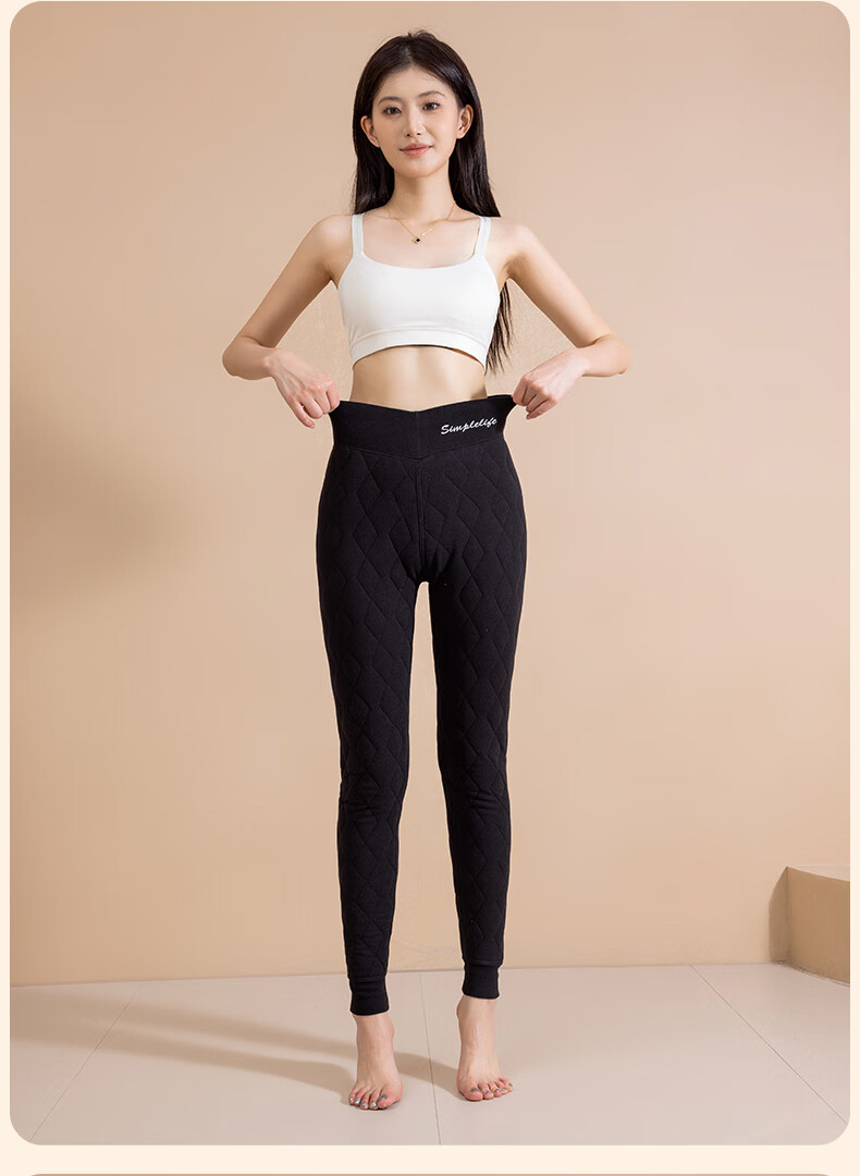 LangSha Fleece-Lined Women's Thermal Pants, Autumn And Winter New High-Waist Tummy Control Leggings, 100% Wool Layered Base Thick Cotton Thermal Underwear 13