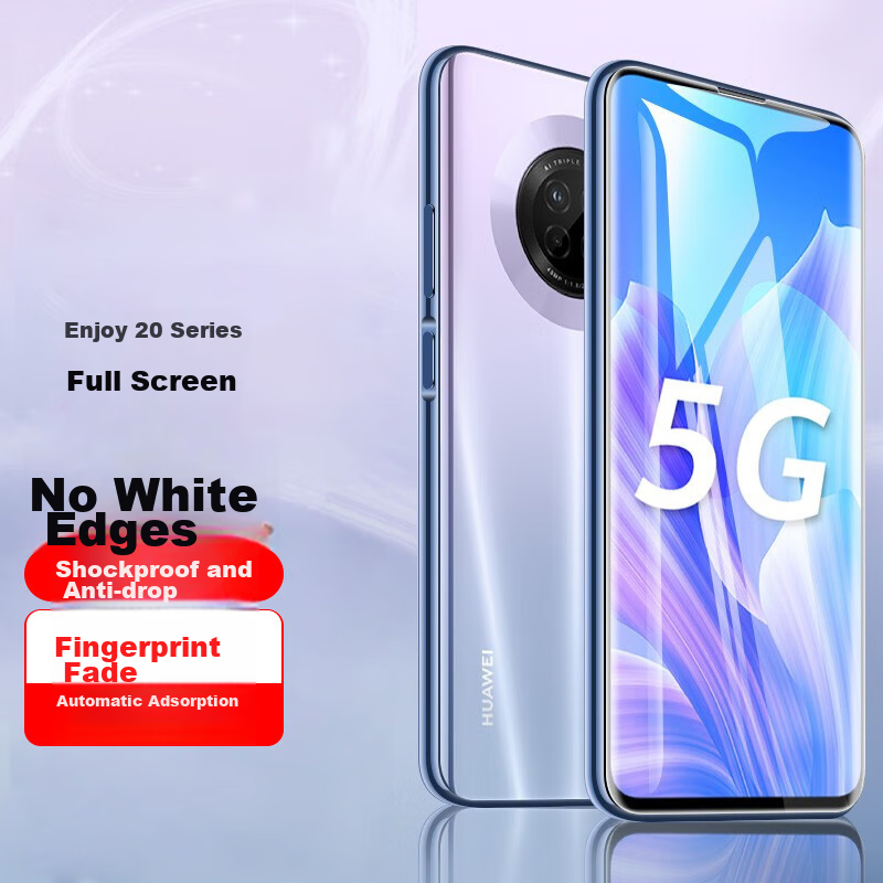 HotFire Tempered Glass Screen Protector for Huawei Enjoy 20 Plus, Full Coverage Automatic Adhesive Glass Protective Film for Enjoy 20 Plus Smartphone