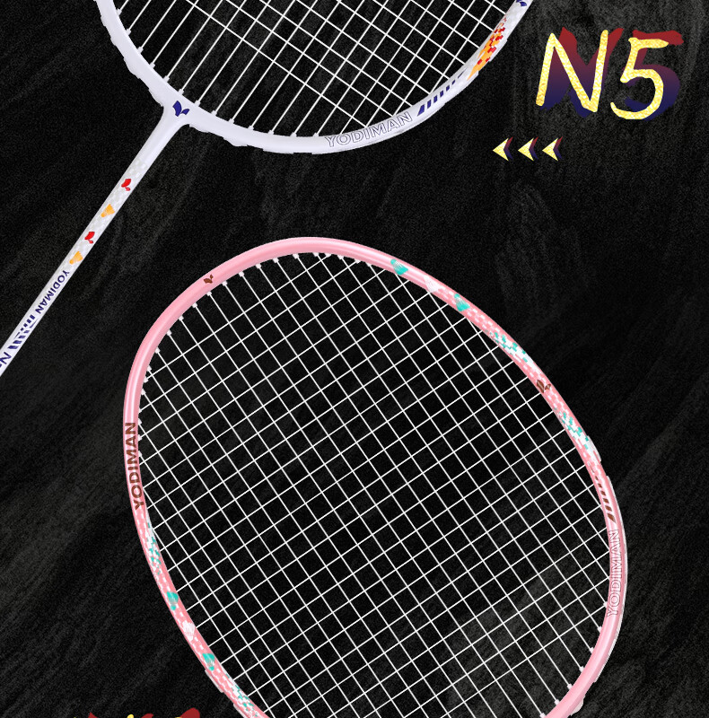 Yodiman Internal Foam Badminton Racket, 4U Pink Gift Box, Single Racket N6 (Pre-Strung 27 Lbs) 6