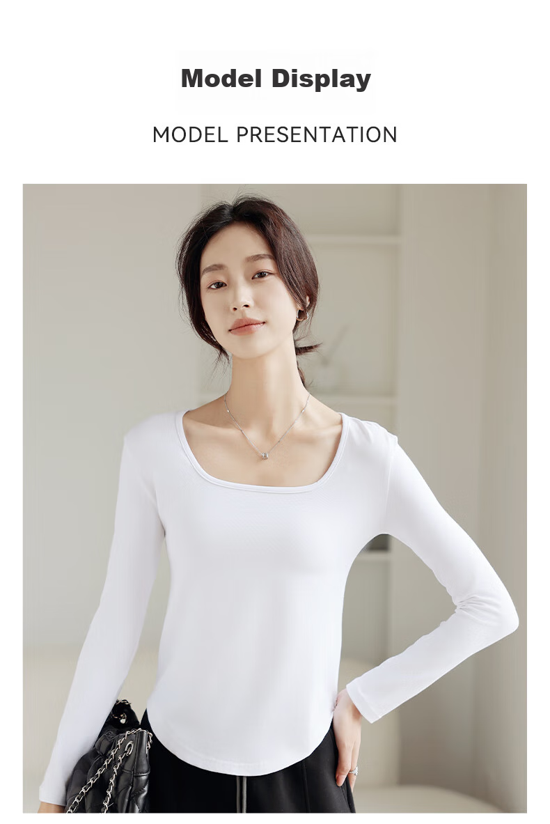 FitonTon Thick Crew Neck Base Layer, Winter Tight-Fitting Waist-Cinching Long-Sleeve T-Shirt, Slim-Fit Big Collar Top 16