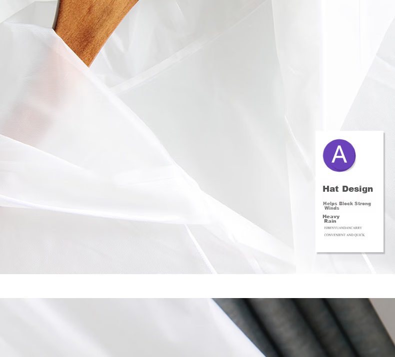 BWNK Semi-Transparent Frosted Adult Raincoat Poncho, Long Style with Hood for Men And Women, Non-Disposable Thickened Rainwear 4