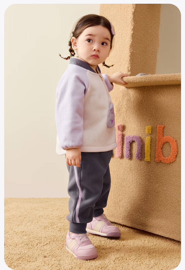 Minibala [Clean Electric Fleece] Warm Anti-Static Fleece Sweatshirt And Pants for Boys And Girls, Cute Baby Hoodie And Long Pants 8