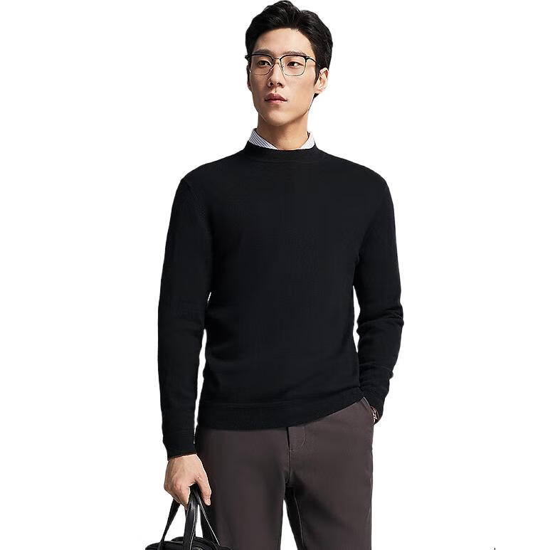 YOUNGOR [100% Wool] Autumn Winter Men's Half Turtleneck Sweater Business Casual Easy Care Base Shirt 619963A