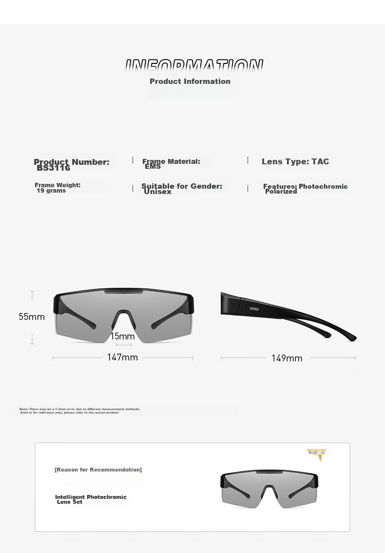 CAPONI Photochromic Polarized Myopia Sunglasses Clip-On for Men And Women, Night Vision Cycling Glasses, Day And Night Dual-Use Sunglasses, Night Anti-Glare 14