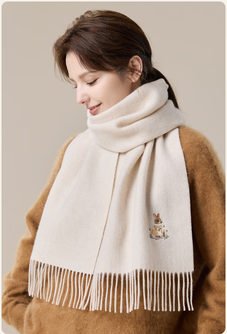 JIUMU Pure Wool Scarf for Women, Autumn And Winter Neck Warmer, Ladies' Warm Shawl, Gift for Women on National Day Or Birthday, Gift Box Packaging 10