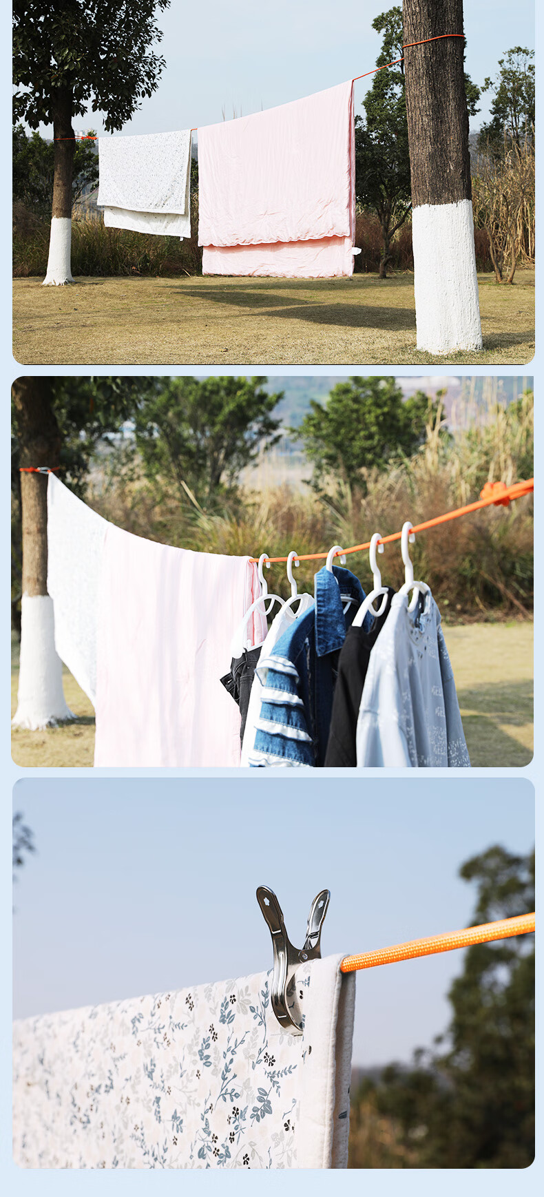 Kanle Outdoor Thickened Steel Wire Clothesline, Outdoor Quilt Drying Tool, Travel Car Roof Polyester Climbing Rope, 8mm 10 Meters 9