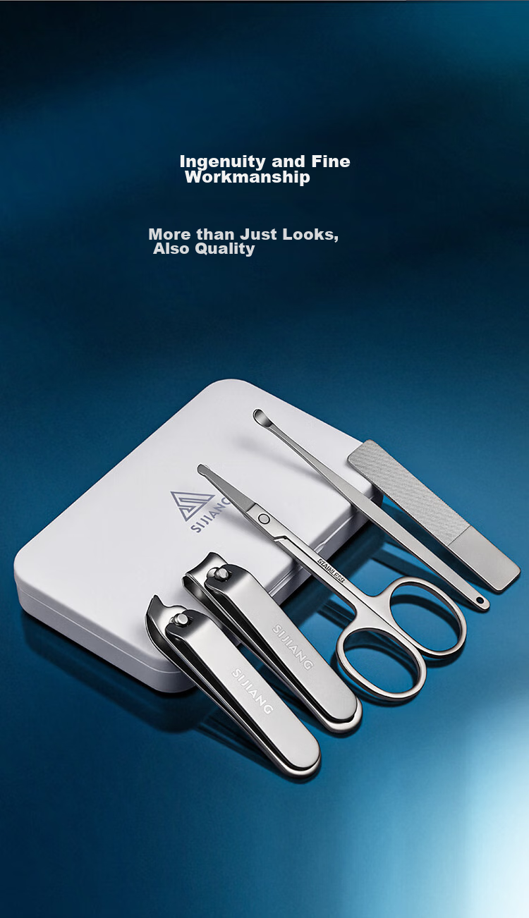 Sijiang Nail Clipper Set with Diagonal Cutting Edge, Anti-Splash Nail Clippers, Ear Pick, Manicure Tools, Green, 5-Piece Set 13