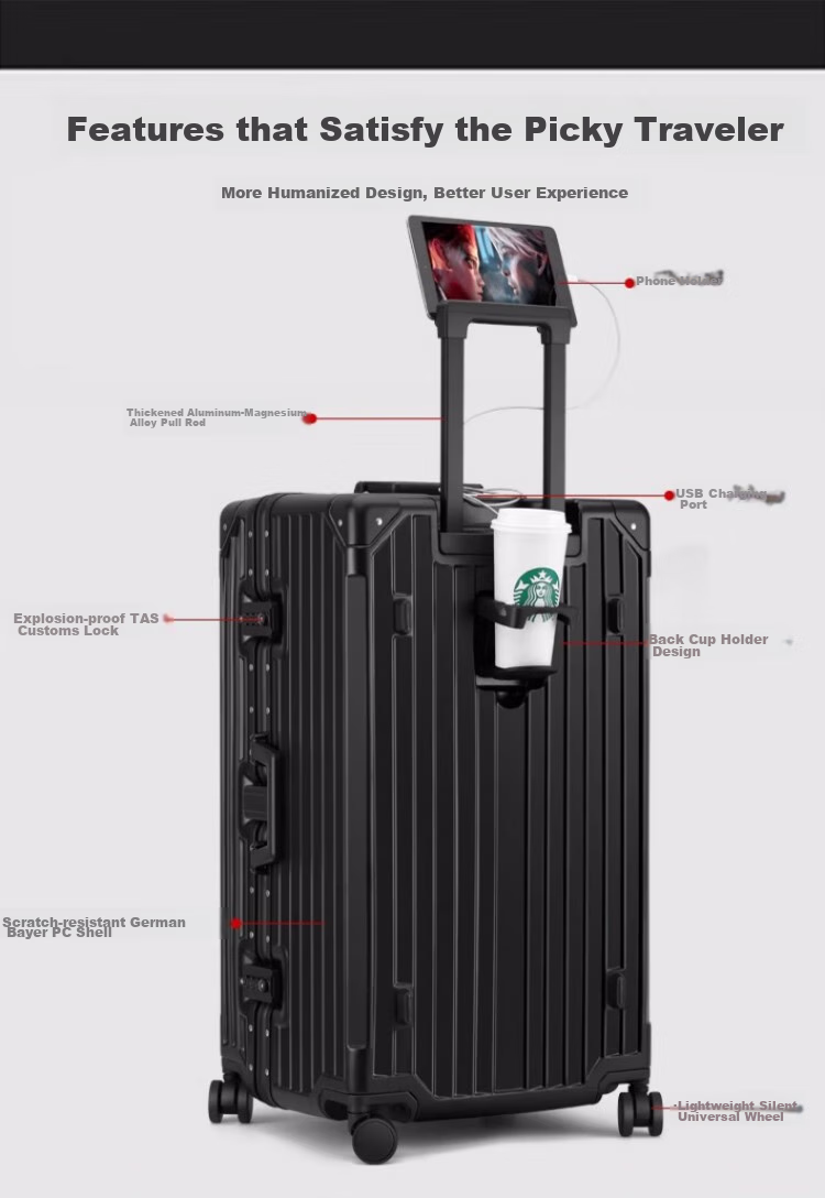 Dream Traveler Large Capacity Suitcase with Aluminum Frame, Trolley Wheels, And 360° Rotation, Travel Luggage for Men And Women, 20-Inch Matte Black 7