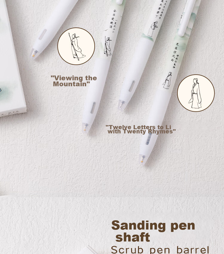 LOPET Stationery Non-Slip Retractable Gel Pen, Stylish Design, 0.5mm Black Ink, Quick-Drying Signing Pen, Student Exam Writing Pen LT-1335 [Chang'an · Du Zimei] 10