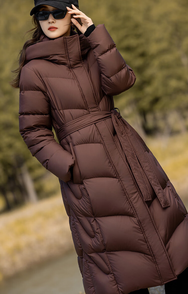 Dme [Hide in Sunroom] Winter 400T Spring 90% Down Filling Wavy Pattern Hooded down Jacket for Wome 13