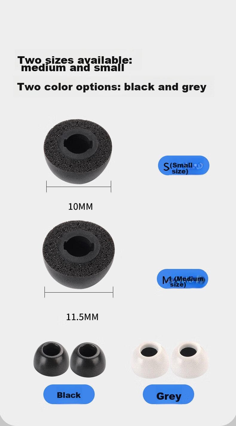 Masentek Ear Tips for Samsung Galaxy Buds Pro Bluetooth Earphones, 2 Memory Foam Soft Foam Accessories, In-Ear Replacement, Black, Medium Size 2