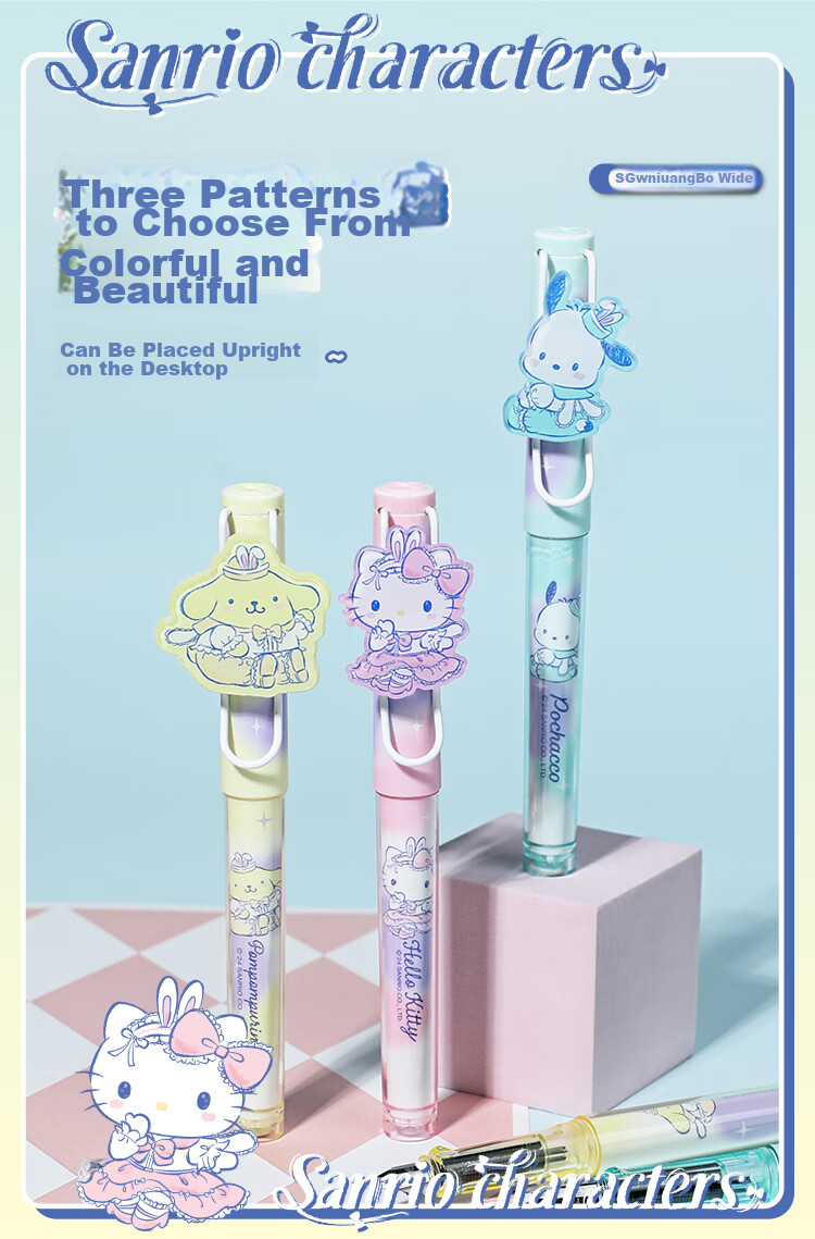 GuangBo & Sanrio Fountain Pen, Beginner's Calligraphy F-Nib Hard Pen, Elementary School Student Gift, Third Grade Posture-Correcting Signature Pen, Budinggou KT82188-H 2
