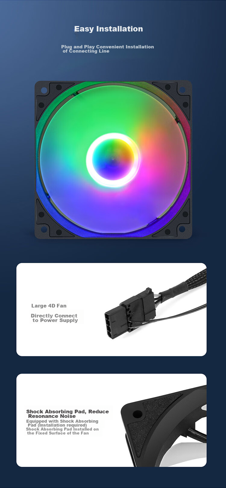 SAMA Ice Crystal 1S 12cm Case Cooling Fan, Hydraulic Bearing, Tri-Color Lighting, Axial Illumination, LED Cooling Fan, Quiet Low Noise, Large 4D Interface 8