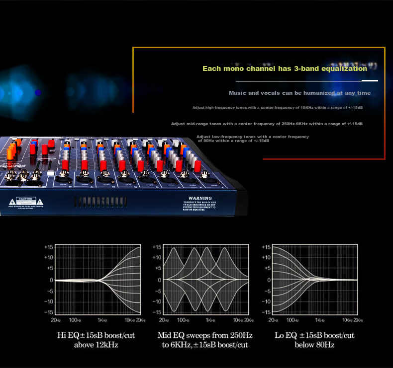 SAST K88 Professional 8-Channel Mixer for Stage Performances And Conference Rooms with Bluetooth, Reverb Effects, MP3 Multi-Functional Audio Control Console 4