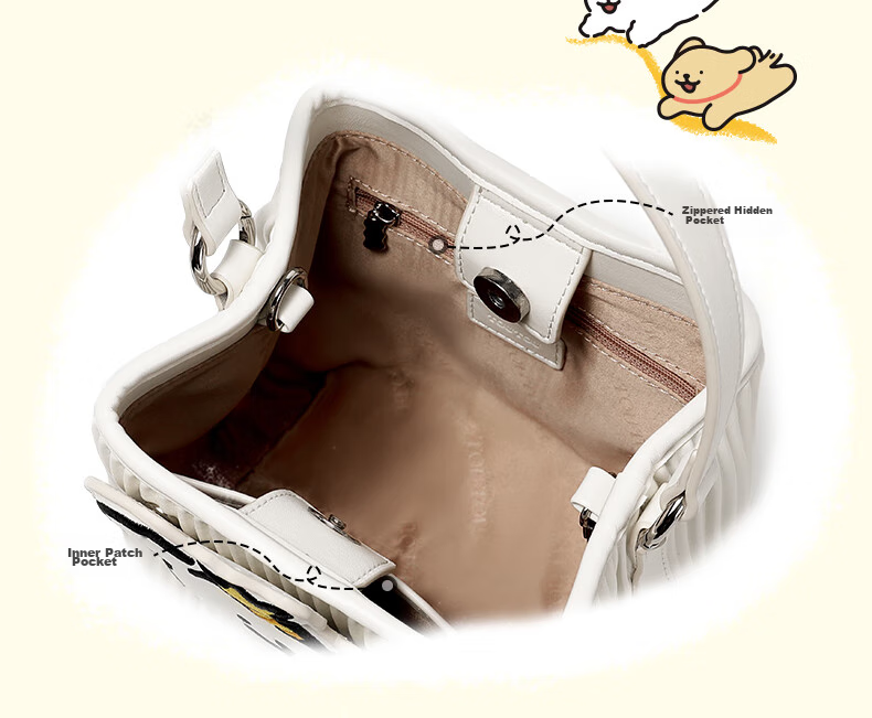 Toutou Line Drawing Dog Handbag, Shoulder Crossbody Bucket Bag for Women And Girls, Small Bucket Bag, Birthday Gift for Best Friend Or Girlfriend 23