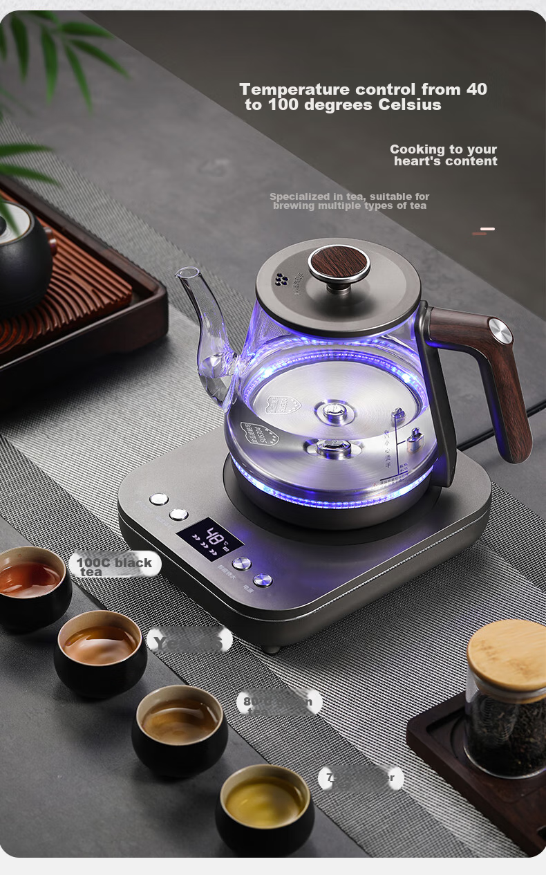 Biooner Fully Automatic Electric Kettle, Water Boiler, Glass Water Heater for Tea Table, Integrated Tea Table And Coffee Table, Tea Brewing Utensils, Electric Tea Stove with Water Pump RY-D3 with Handle for Filling Water 10