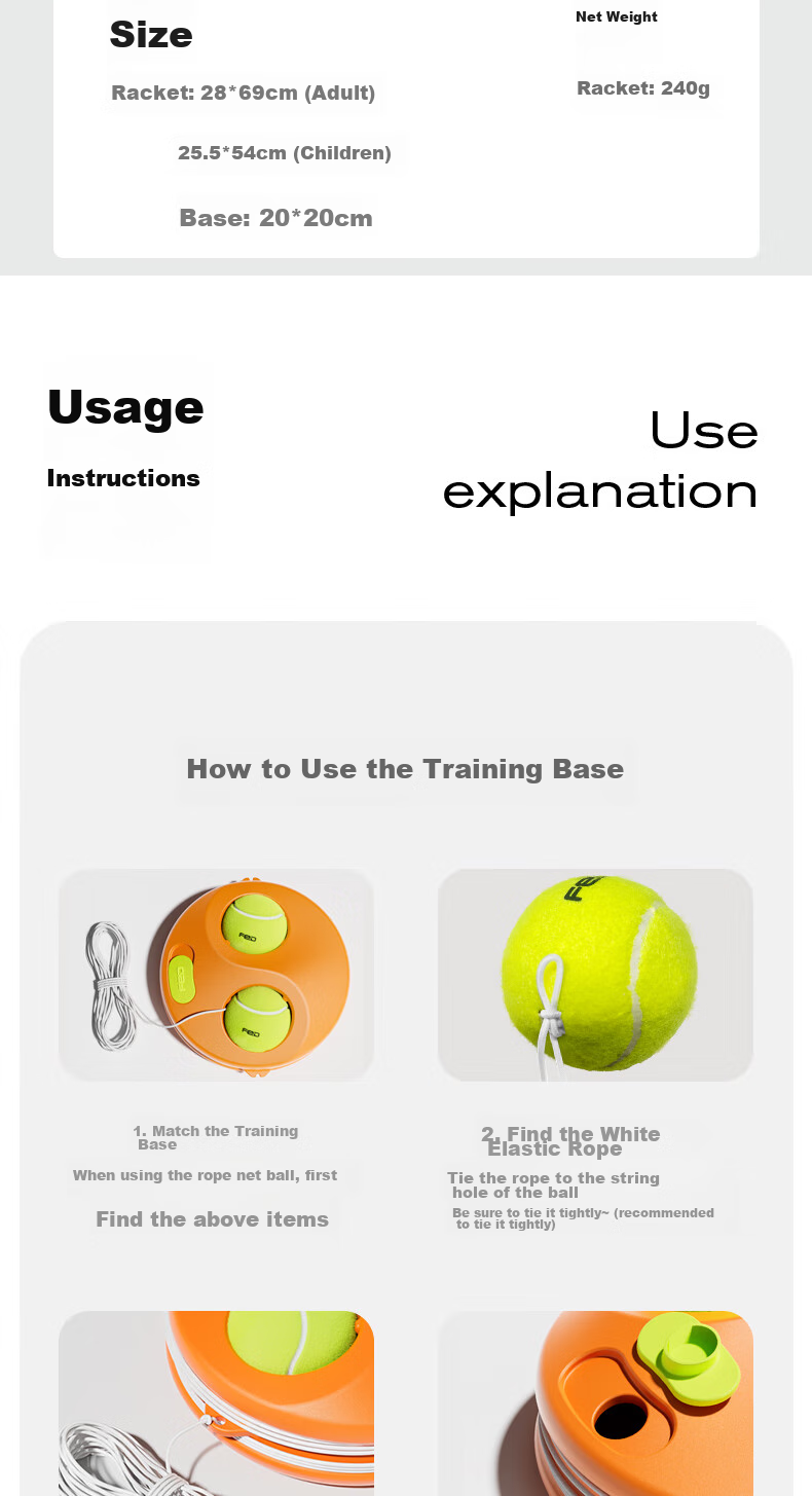 FEIERDUN FED Tennis Rebound Trainer Racket for Beginners with Strings, Suitable for Adults And Children, Parent-Child Package 13