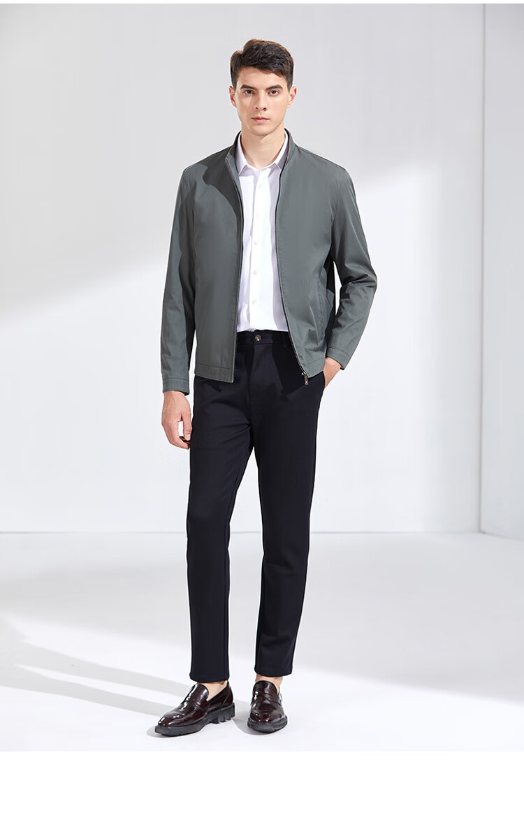 Andongniao [100% Cotton] Men's Spring And Autumn Business Jacket, Casual Versatile Jacket, Lightweight Coat, Simple Stand-Up Collar, Business Style 10