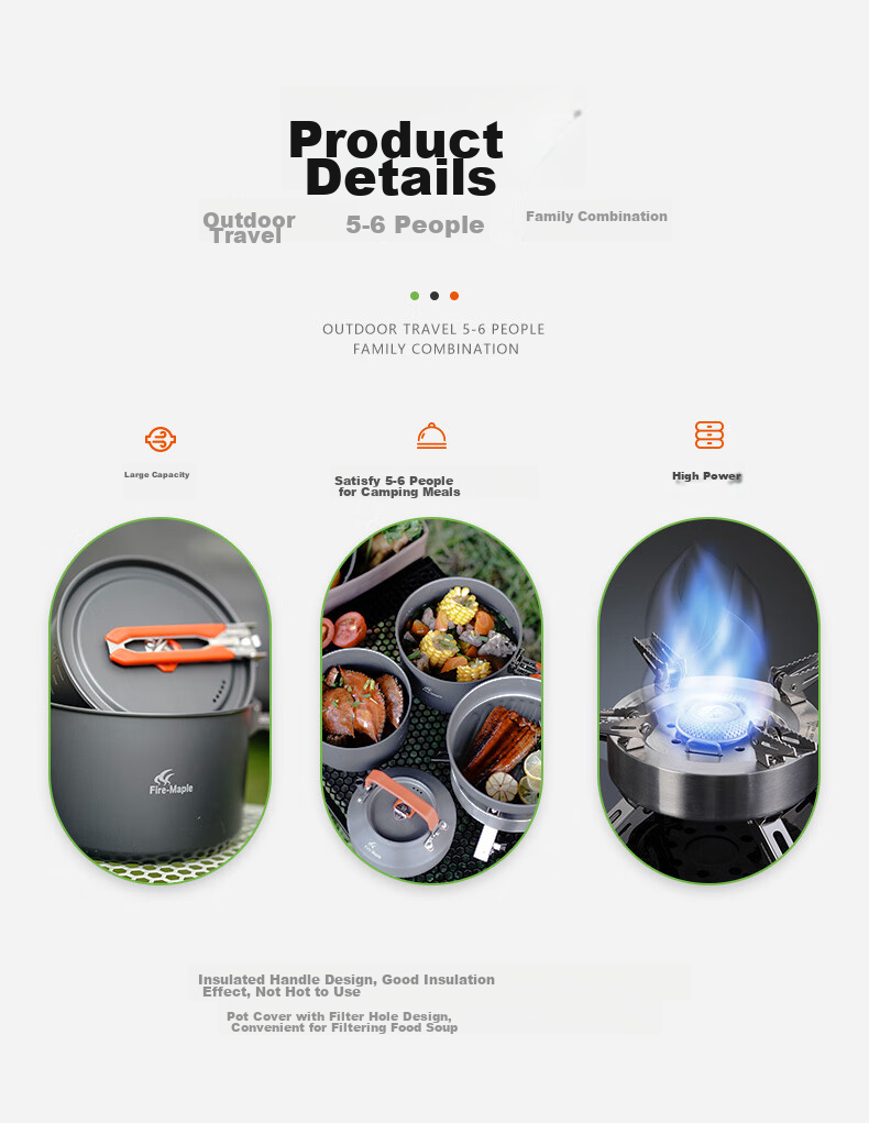 FIRE-MAPLE Feast of The Gods Special Edition 4-Piece Pot Set L Size Storage Bag with Burner, Self-Driving Camping Outdoor Camping Complete Equipment Set 9
