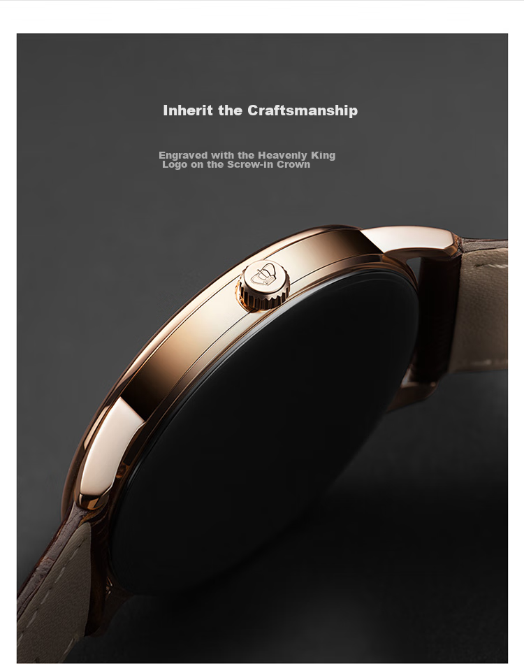 TIAN WANG Men's Watch, Birthday Gift Leather Strap Quartz Men's Watch Rose Gold GS31132P.D.LC.W 6