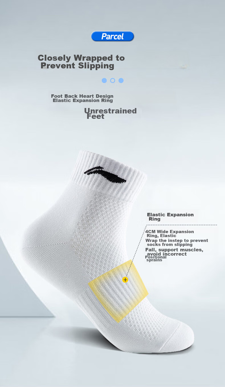 Li-Ning Socks Sports Socks for Men And Women, Running Socks, Table Tennis Socks, Badminton Basketball Socks, Odor-Resistant Breathable Sweat-Absorbing Non-Slip Cotton Socks 9