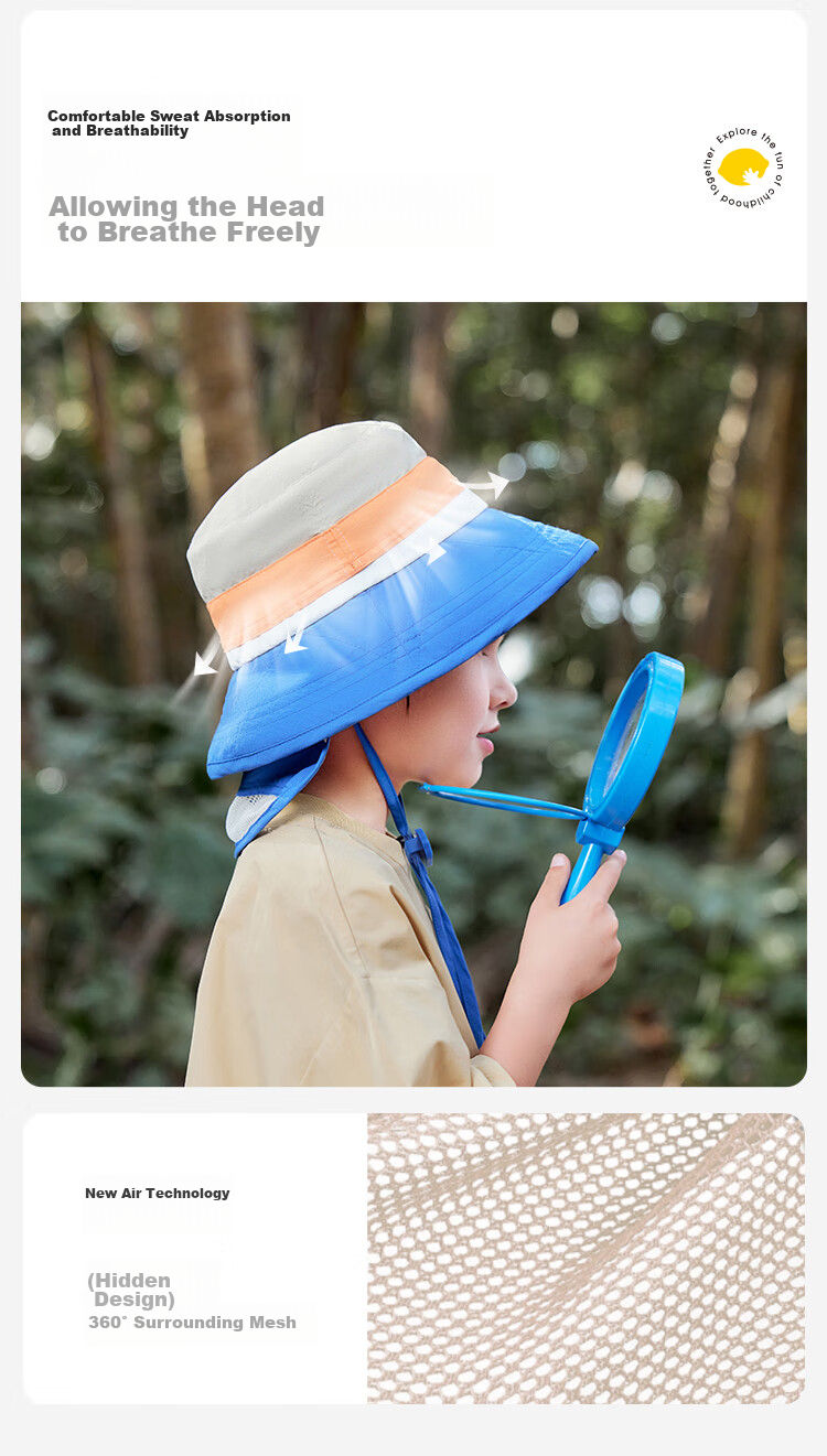Lemonkid Children's Sun Protection Hat for Boys And Girls, Summer Sun Hat, Fisherman Hat, Shawl Bucket Hat, Grape Milkshake Color, Size 50 17