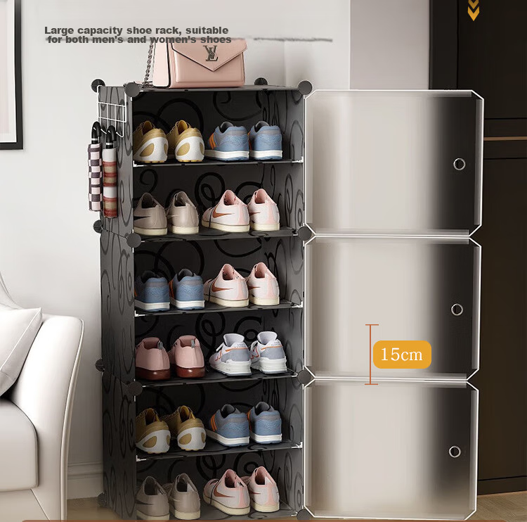Anerya Shoe Cabinet Entrance Shelf, Indoor Dormitory Multi-Layer Dustproof Storage Unit, Single Column with 6 Layers 7
