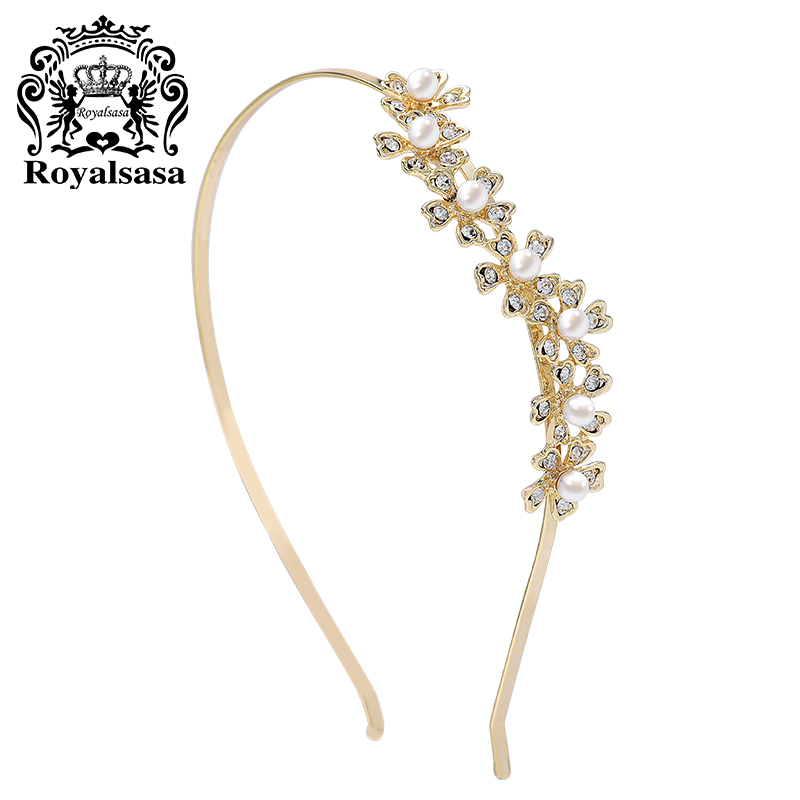 Royal Sasa Hair Accessories, Headbands, Hairpins, Alloy Imitation Crystal, Gold Color