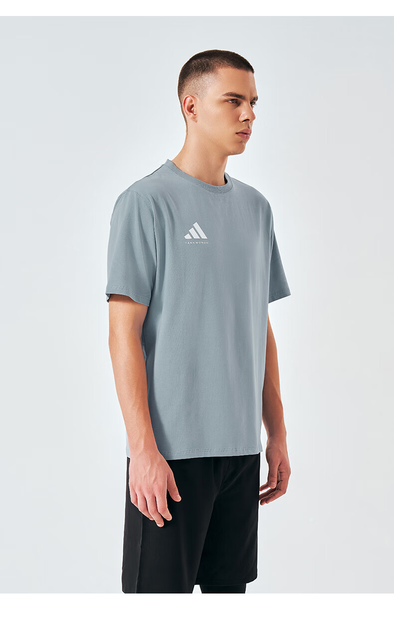 Adidas Men's Short-Sleeve T-Shirt, Summer Sports, Skin-Friendly, Breathable, Lightweight, Quick-Drying, Round Neck [Quick-Dry Version], Dark Gray, Size M 18