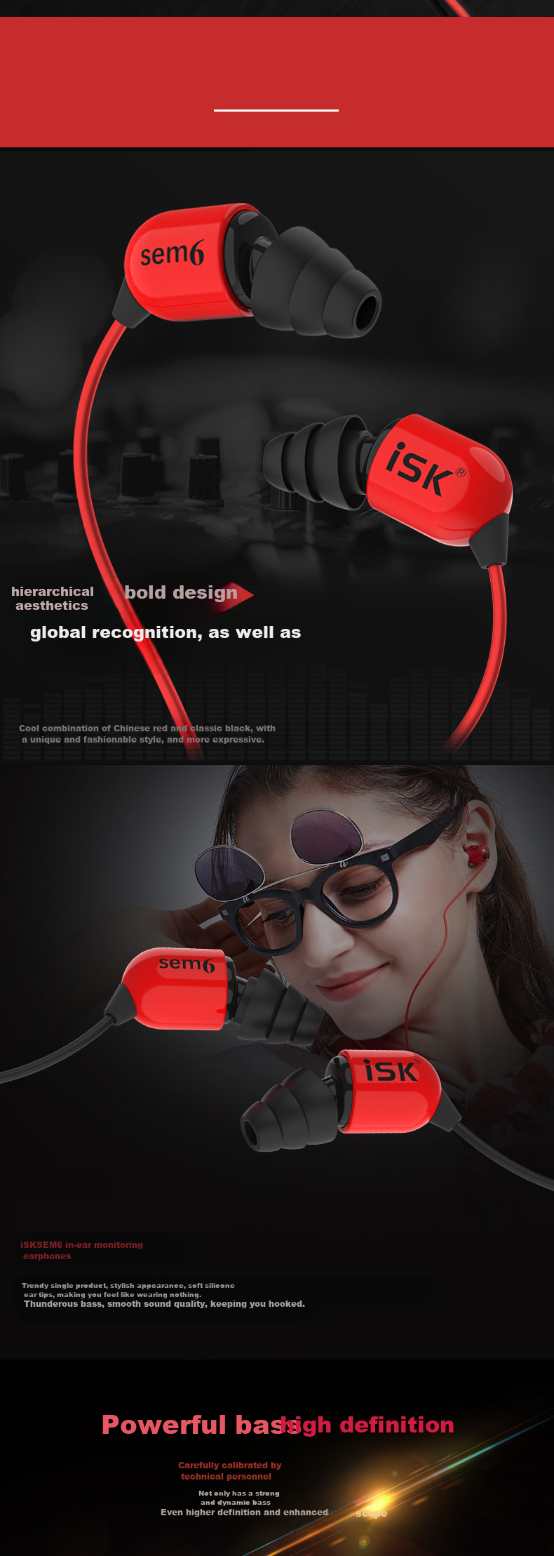 ISK SEM6 Fully Enclosed In-Ear Professional Monitoring Headphones for Mobile Phones, Computers, Sound Cards, Streamers, Live Streaming, Online Singing, Recording, HIFI High-Fidelity Gaming And Music Earphones 2