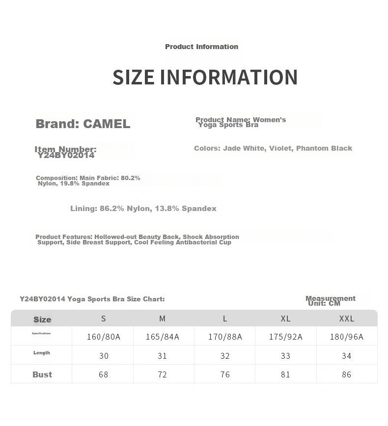 CAMEL Women's Yoga Tank Top, Breathable Quick-Dry Underwear, Fitness Wear for Outer Wear, Sports Beautiful Back Base Layer Y24BAVZ040 14