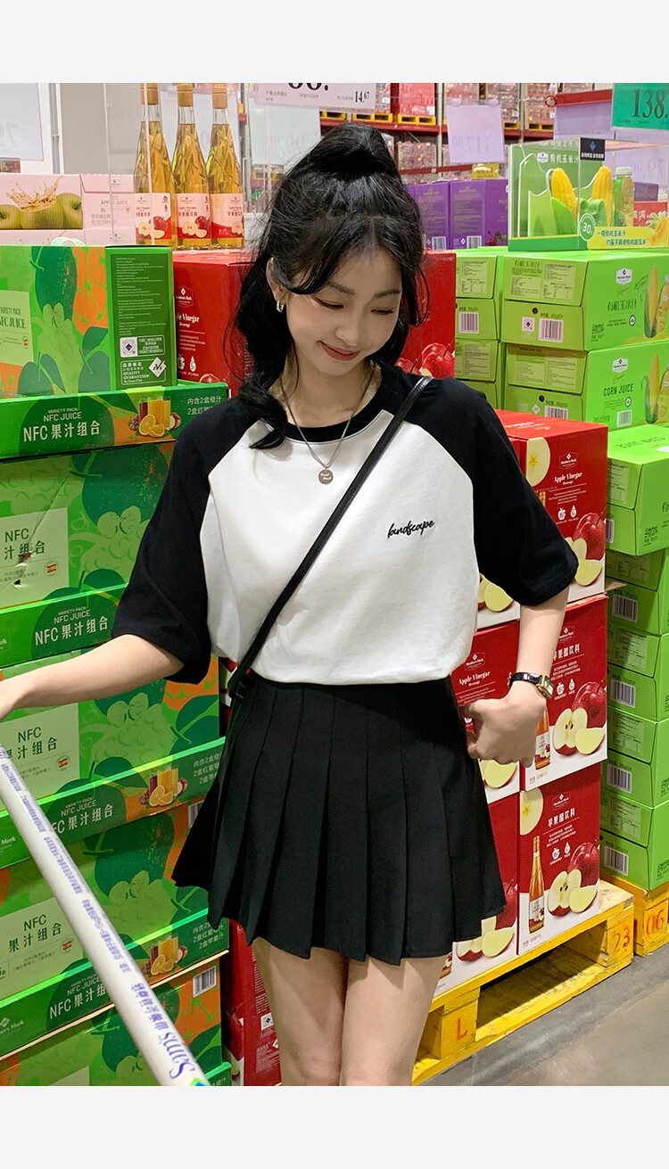 TonLion 2025 Women's Crew Neck Raglan Sleeve Letter Print Short Sleeve T-Shirt WP Black / Second Batch L 7