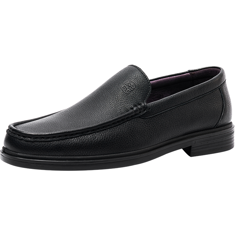 LAORENTOU Men's Leather Shoes, Business Casual Shoes, Breathable Soft Upper Formal Men's Shoes, Slip-On Dad Shoes, A20231, Black, Size 41