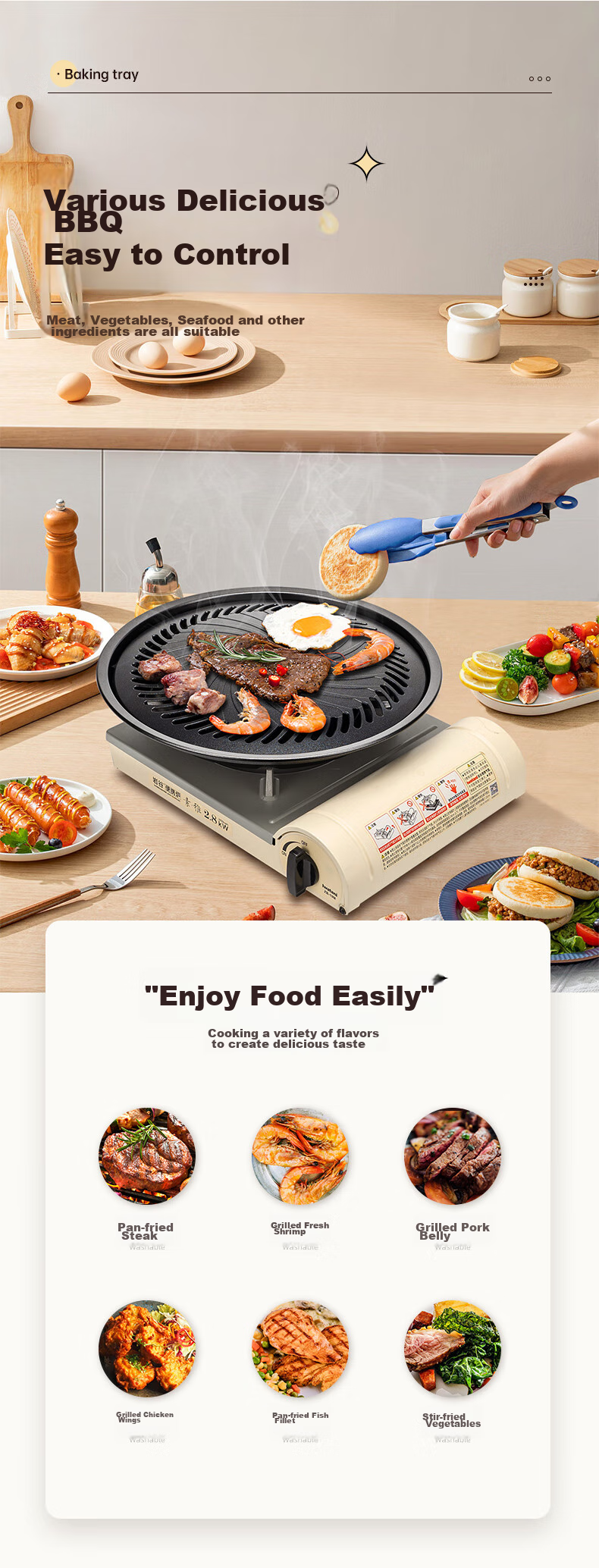 Iwatani Round Grill Pan 33cm, Self-Driving Tour Equipment for 5-7 People, Outdoor Cooking, Portable Stove Grill Pan ZK-15 4