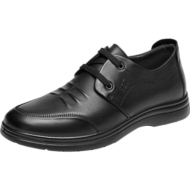 RED DRAGONFLY Business Lace-Up Cowhide Soft-Soled Casual Work Shoes for Men, Comfortable Dad Shoes WTA43333 Black Size 40