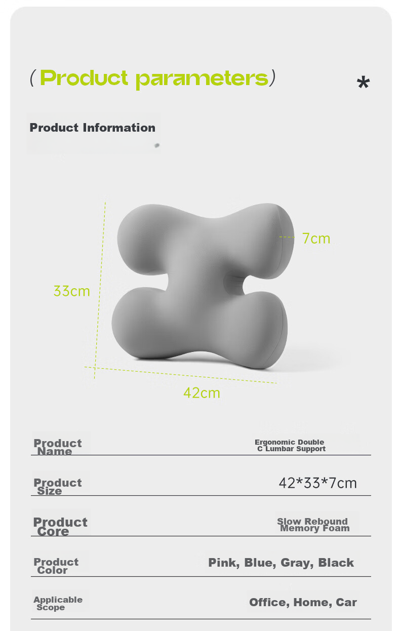 Car Seat Cushion, Lumbar Support for Office And Car, Memory Foam Backrest Pillow, Chair Lumbar Support, Seat Cushion, Lumbar Pad 15