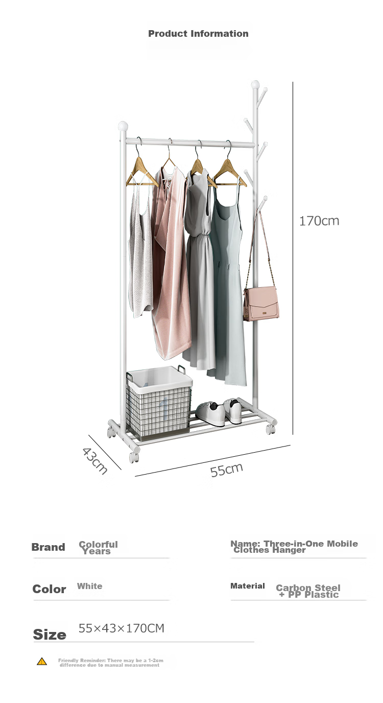 Yicainianhua Clothes Drying Rack, Floor-Standing Coat Hanger, Indoor Small Drying Pole, Bedroom Multifunctional Coat And Hat Stand, Simple Clothes Rack 2066 23