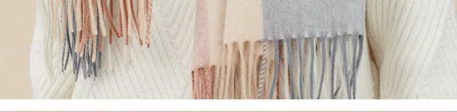 Hengyuanxiang 100% Wool Scarf for Women, Warm Autumn And Winter Neck Warmer, High-End Plaid Shawl, Birthday Gift for Girlfriend 13