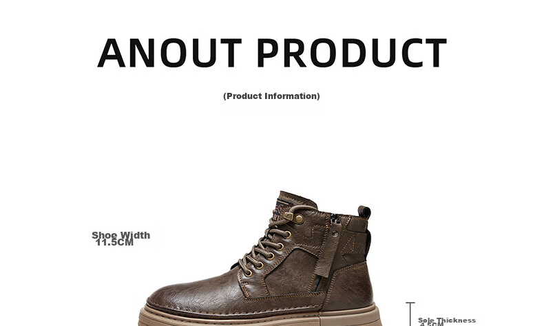 CAMEL Brand Martin Boots, Outdoor Casual Work Boots, British Style Motorcycle Men's Shoes, P14W342602, Khaki, Size 40 25