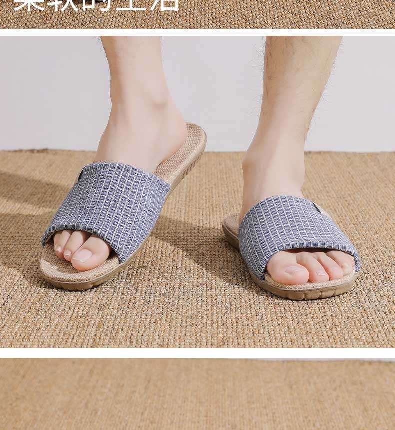 Huili Linen Slippers, All-Season Couple's Indoor/outdoor Floor Slippers, Sweat-Absorbing Cotton And Linen Sandals, HL0153 Blue Size 44-45 10