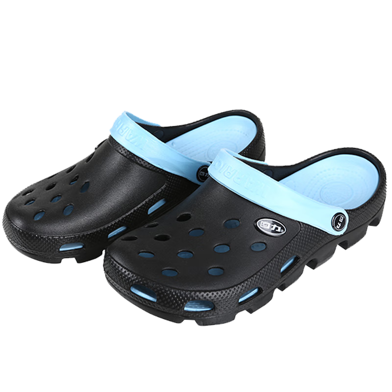 Huili Perforated Sandals for Men, Outdoor Travel Dual-Wear Beach Shoes, Wear-Resistant Breathable Closed-Toe HL049 Black Size 40