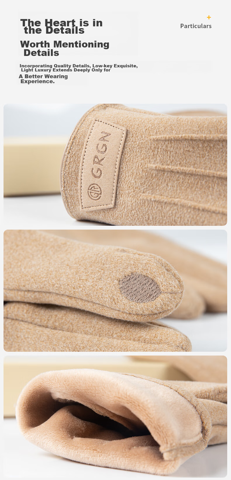GRGN Gloves, Winter Men's Warm Cycling Gloves, Anti-Freeze, Windproof, Cold-Resistant, Touchscreen Compatible, Knitted Gloves 11