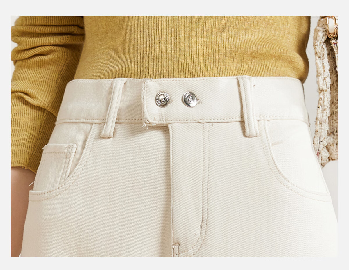 PinCai Women's Jeans, Spring And Autumn White High-Waisted Slimming Heightening Versatile Casual Trousers P143N1010 17