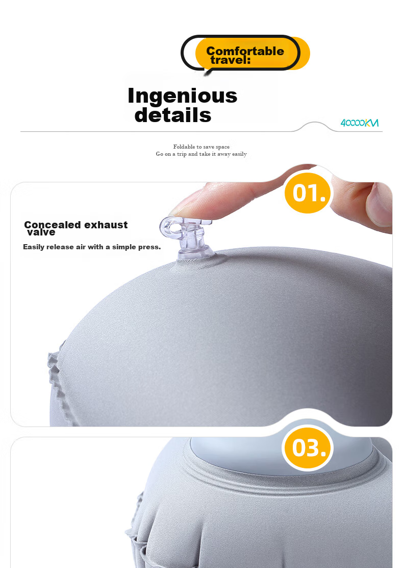 40,000 KM Inflatable U-Shaped Travel Neck Pillow Portable Airplane Cervical Support Pillow U-Shape Neck Pillow for Train and Long-Distance Car Sleep Aid 10