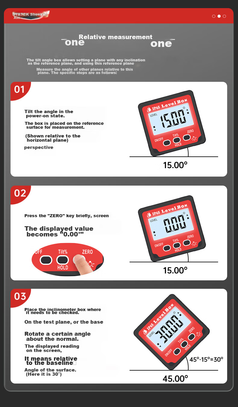 SYNTEK Mini Angle Measuring Instrument, Compact Digital Inclinometer, Electronic Slope Meter with Magnet, High-Precision Leveling Gauge 12