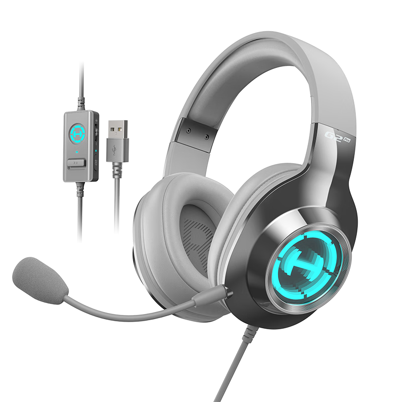 EDIFIER HECATE G2 Pro USB7.1 Channel Abyss Light Gaming Headset, E-Sports Headphones with Microphone, Wired Over-Ear Computer Mic for FPS Games And PUBG, Delta Triangle Ears, Space Silver