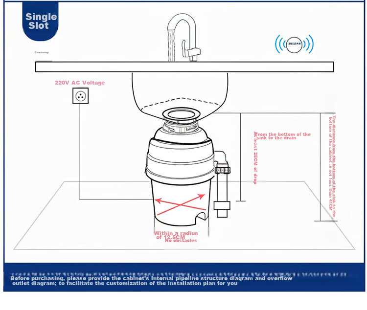 BECBAS Intelligent Garbage Disposal, Kitchen Food Waste Crusher, Wireless Switch E40evo 26