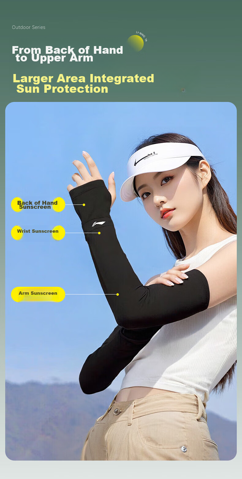Li-Ning Sun Protection Arm Sleeves Ice Silk Arm Covers for Men And Women, UV Protection Loose Cycling Fishing Arm Guards 5