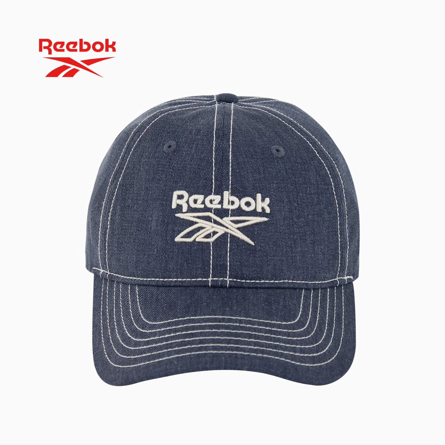 Reebok Retro Modern Denim Hat, Unisex Style, Structured Cut, Face-Slimming, Sun Protection, Adjustable Breathability, Blue